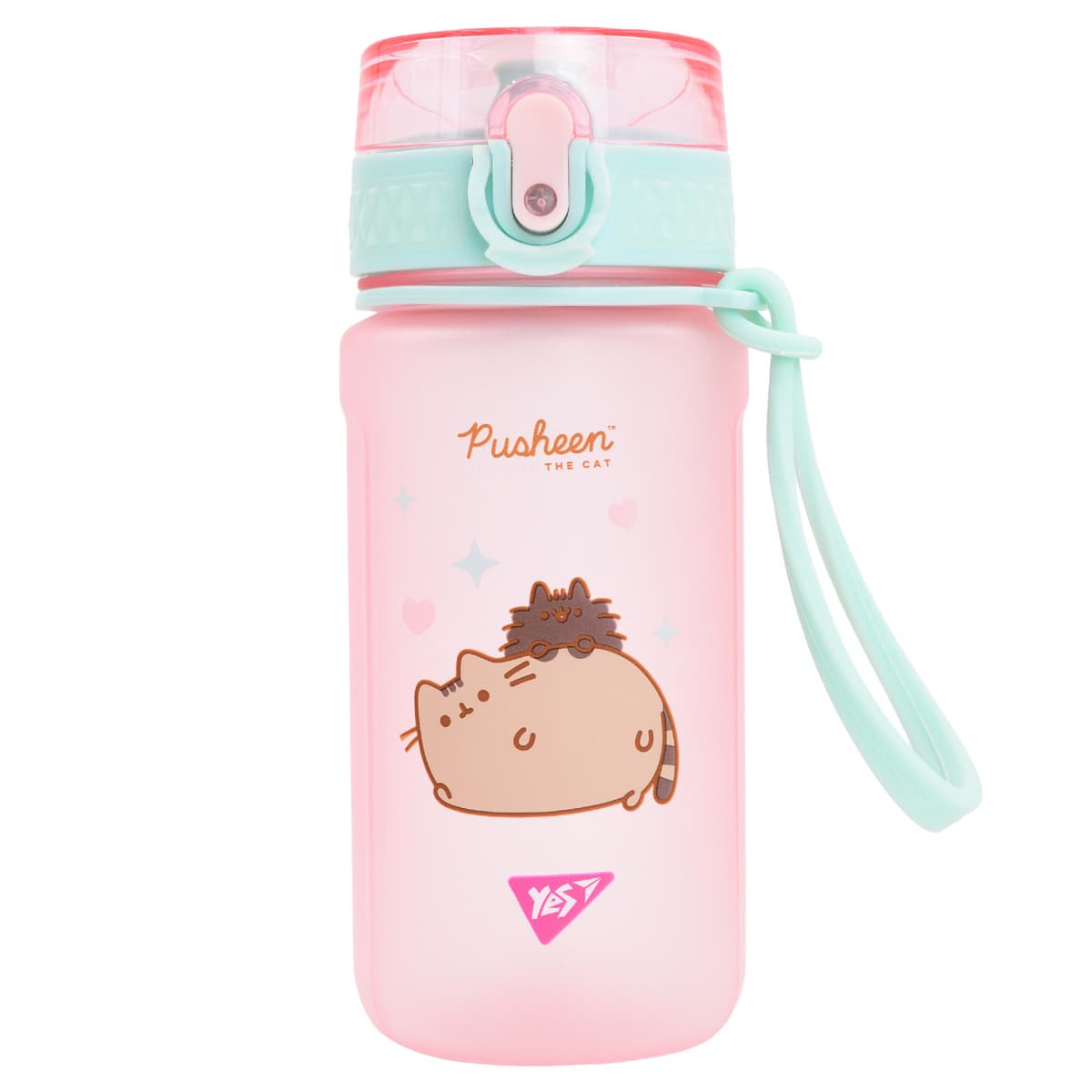 Пляшка для води пласт. "Yes" Pusheen 500мл рожева софт тач №708321 — купити | Канцелярський Сад
