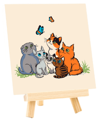 Набір картина за номерами,„Funny Cats“,15х15см,з мольбертом №N00014090/ROSA START — купити | Канцелярський Сад