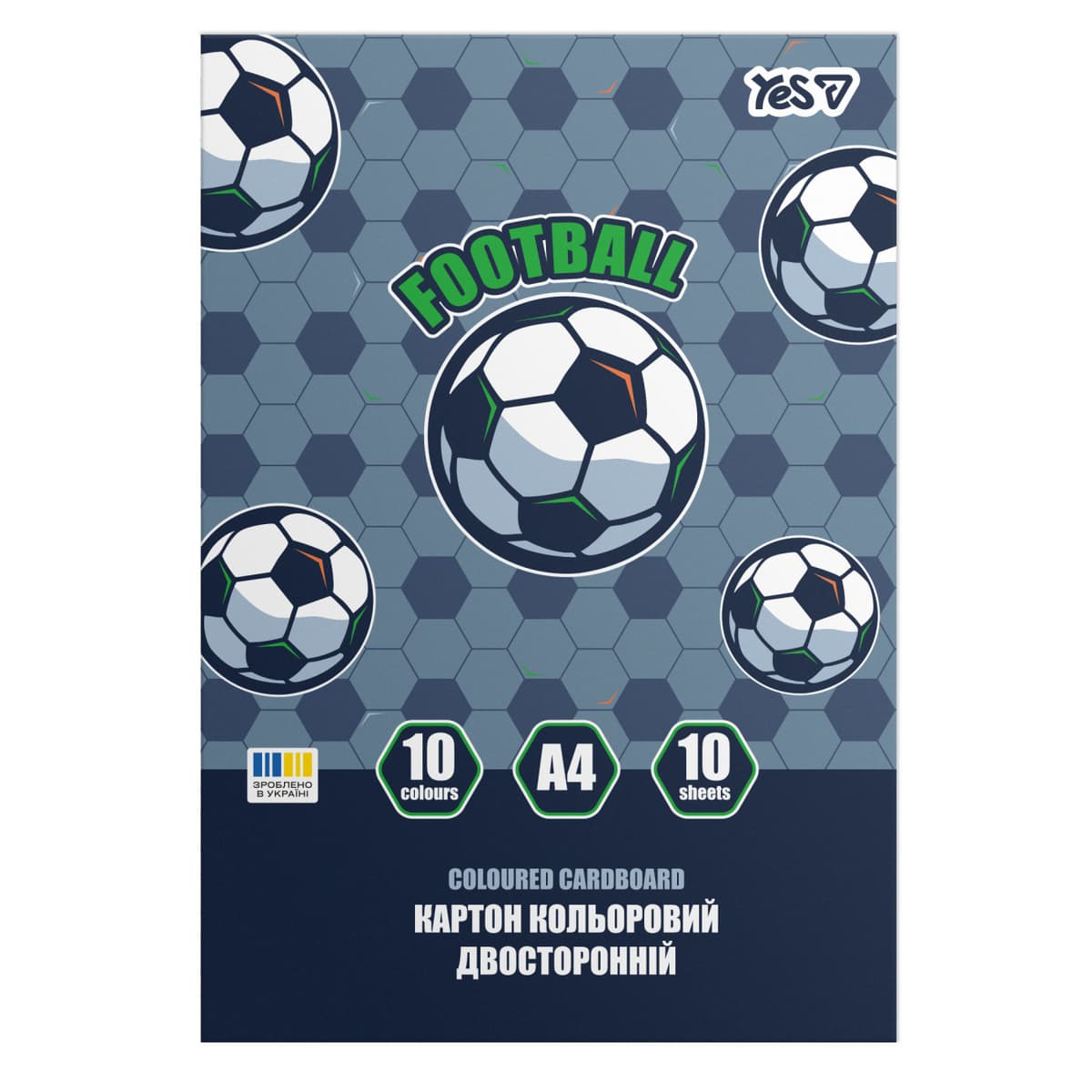 Картон кольор. А4 двостор.10арк. Football №955502/Yes — фото товару | Канцелярський Сад