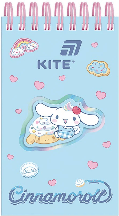 Блокнот пруж. А6 80арк. лін. карт. обкл. вирубка "Cinnamoroll" №CR26-279/Kite — купити | Канцелярський Сад