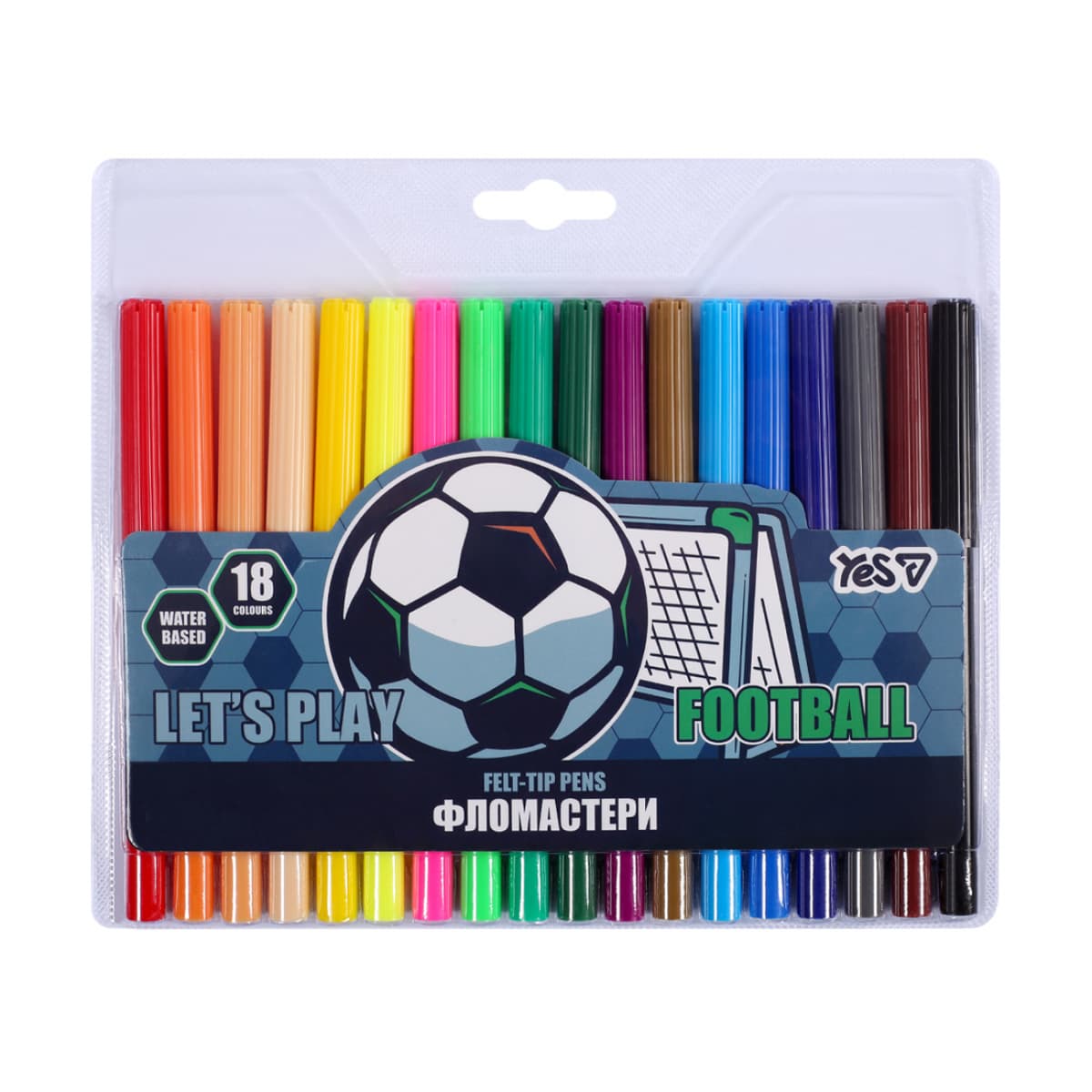 Фломастери "Yes" 18кольор. "Football" №650601 — купити | Канцелярський Сад