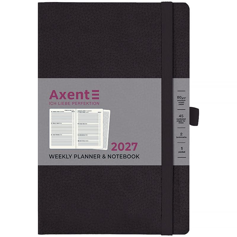 Щотижн. В6 "Axent" дат2027 Partner Soft Skin,чорний №8509-27-01-A — купити | Канцелярський Сад