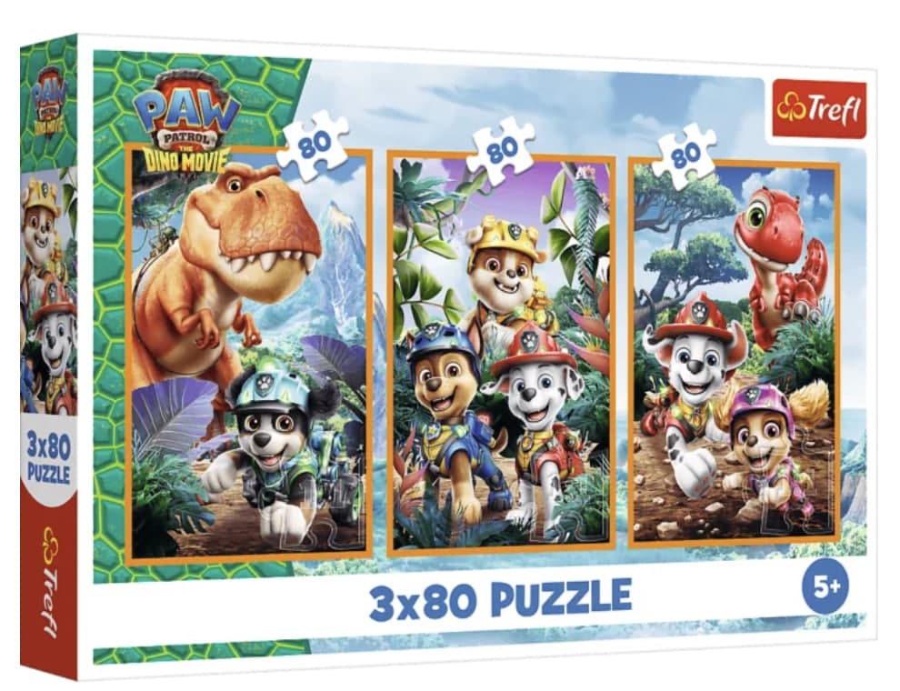 Пазли Trefl 3x80ел. PAW PATROL Щенячий патруль та динозаври. THE DINO MOVIE №34905 — фото товару | Канцелярський Сад