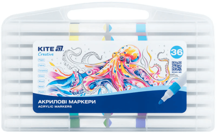 Набір маркерів акрил. "Kite" Creative Jumbo №K-1292 36шт — фото товару | Канцелярський Сад