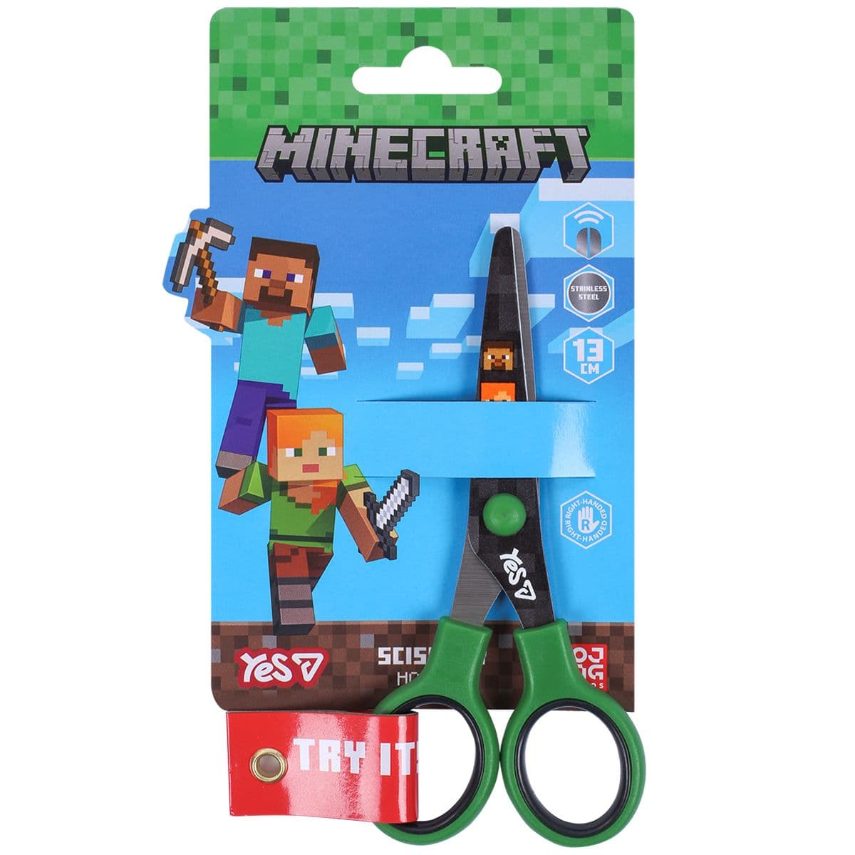 Ножиці дит. "Yes" №480476 Minecraft 13см з принтом на лезі — купити | Канцелярський Сад