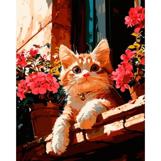 Картини по номерах "Santi" Котик на вікні 40х50см №955795 — фото товару | Канцелярський Сад