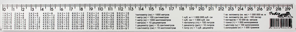 Лінійка пласт. предметн. 30см (таблиця множення) біла №0252 — фото товару | Канцелярський Сад