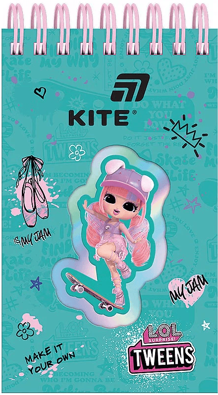 Блокнот пруж. А6 80арк. лін. карт. обкл. вирубка "LOL" №LO26-279/Kite — купити | Канцелярський Сад