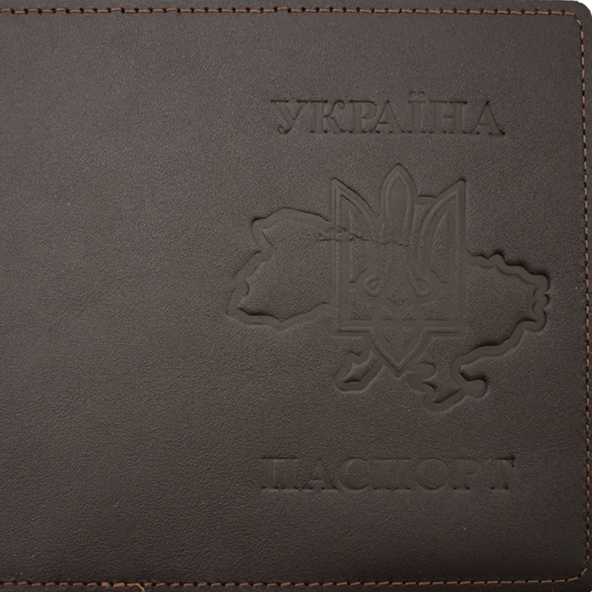 Обклад. Passport Тризуб на мапі шкіра шокол. тисн. №52697 — фото 6