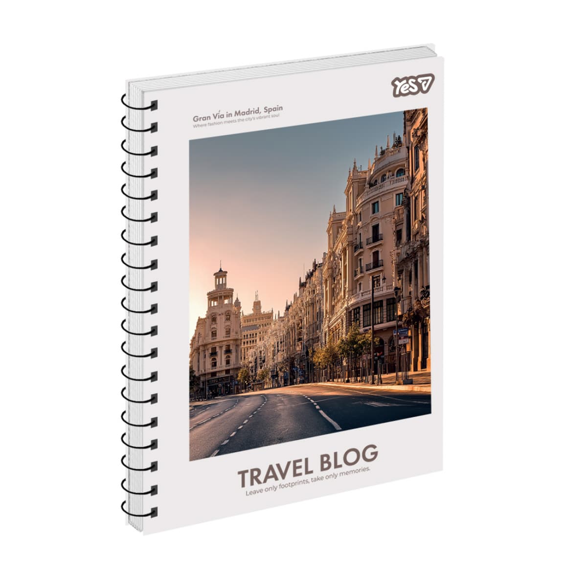 Блокнот пруж. бок А5 80арк. кліт. крафт Travel №152288/Yes — фото товару | Канцелярський Сад