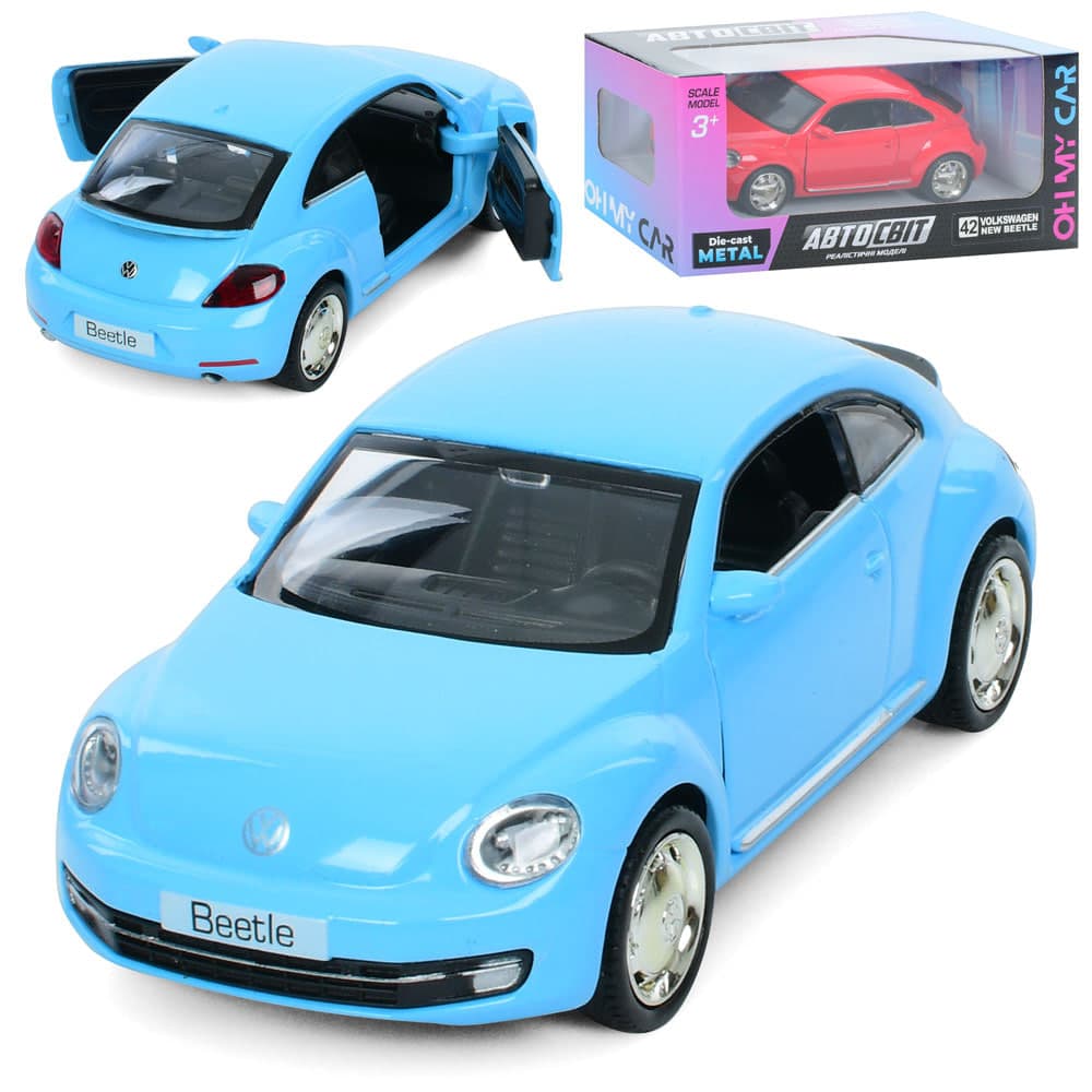 Машина інер-а метал."Автосвіт" Volkswagen New Beetle 2012,12см,в кор-ці,15,5х7х7см — фото товару | Канцелярський Сад