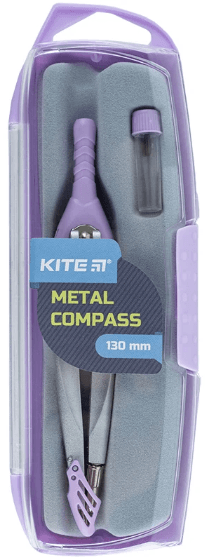 Циркуль "Kite" метал. Pastelini 130мм +грифель бузковий,у футлярі №K24-413-36 — купити | Канцелярський Сад