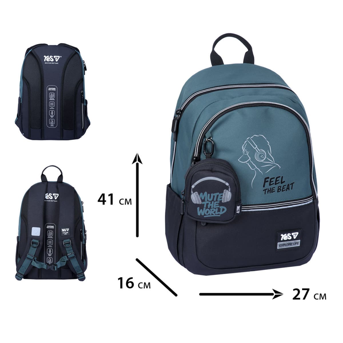 Рюкзак "Yes" TS-113M Р-26 Feel the Beat 2від.,5карм. №550324 — купити | Канцелярський Сад
