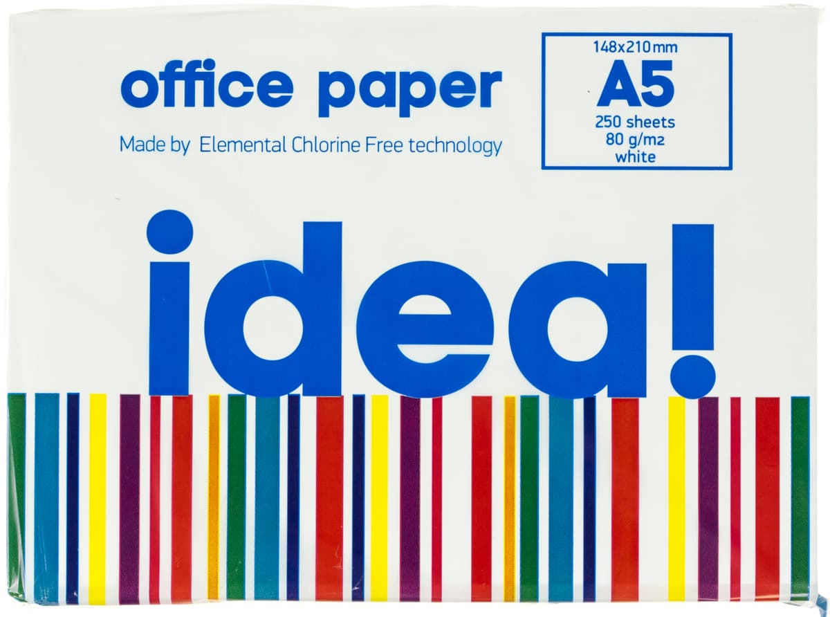 Папір офісний А5 "Idea" 80г/м2 С (250арк) — фото товару | Канцелярський Сад