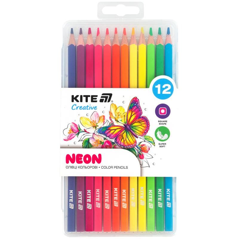 Олівці кольор. 12 кольор. "Kite" №K-1056-5 Neon — фото товару | Канцелярський Сад