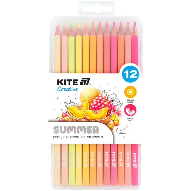 Олівці кольор. 12 кольор. "Kite" №K-1056-2 Summer — купити | Канцелярський Сад