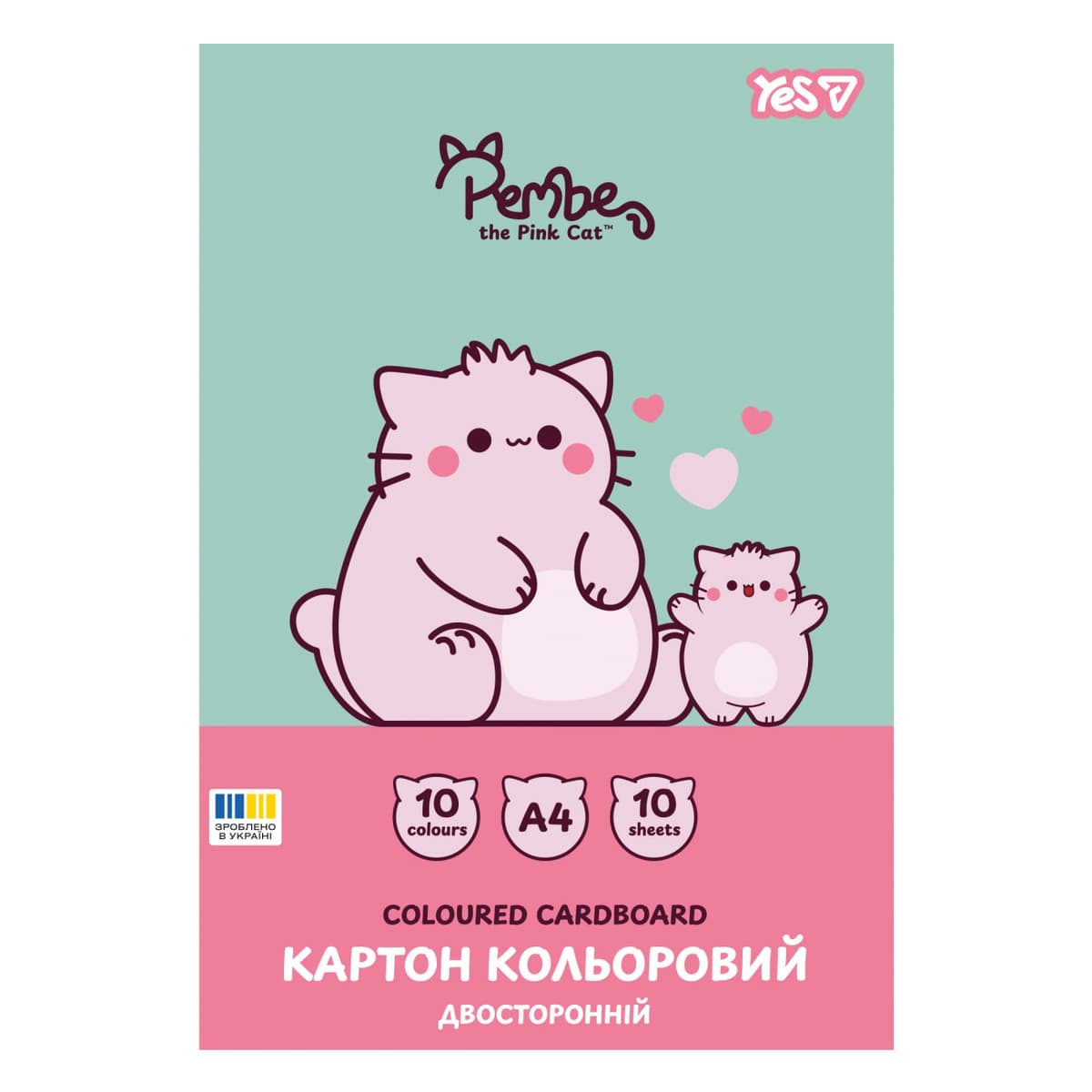 Картон кольор. А4 двостор.10арк. Pembe the Cat №956963/Yes — купити | Канцелярський Сад