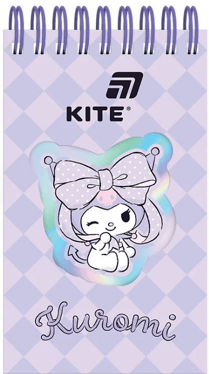 Блокнот пруж. А6 80арк. лін. карт. обкл. вирубка "Kuromi" №HK26-279-2/Kite — купити | Канцелярський Сад