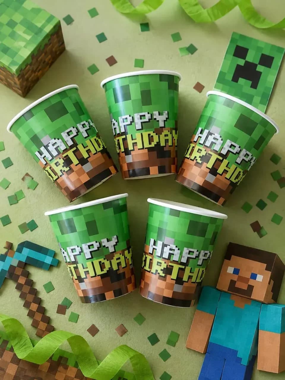 Стакан паперовий "Happy Birthday Minecraft" №17072 — фото товару | Канцелярський Сад