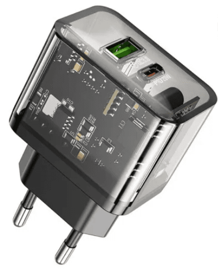 Зарядний пристрій Hoco N34 швидка зарядка 1USB+Type+C 3A 20w black/Breidon — купити | Канцелярський Сад