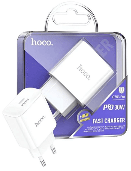 Зарядний пристрій Hoco C76A швидка зарядка 1Type-C 3A 20w white/Breidon — купити | Канцелярський Сад