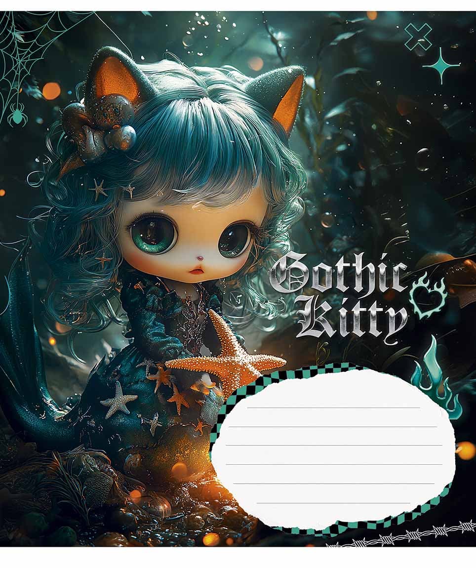 Зошит 18арк. кліт. Школярик "Gothic cats"виб.УФ-лак №018-3531K — фото 3