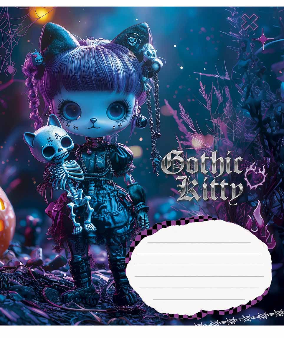 Зошит 18арк. кліт. Школярик "Gothic cats"виб.УФ-лак №018-3531K — фото 4
