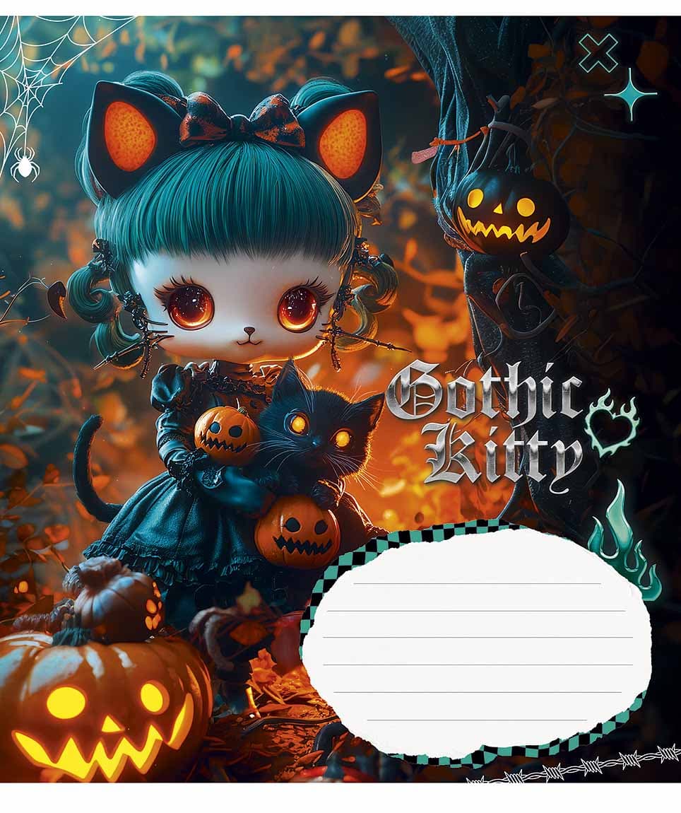 Зошит 18арк. кліт. Школярик "Gothic cats"виб.УФ-лак №018-3531K — фото 5