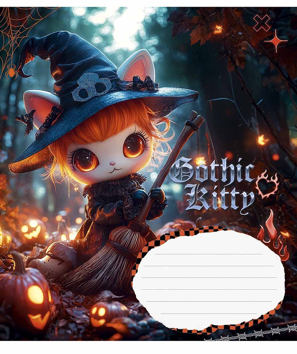 Зошит 18арк. кліт. Школярик "Gothic cats"виб.УФ-лак №018-3531K — фото 6