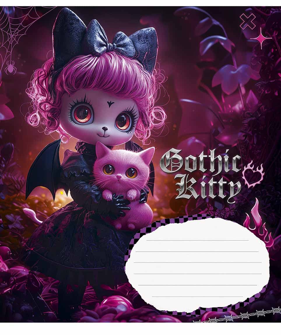 Зошит 18арк. кліт. Школярик "Gothic cats"виб.УФ-лак №018-3531K — фото товару | Канцелярський Сад