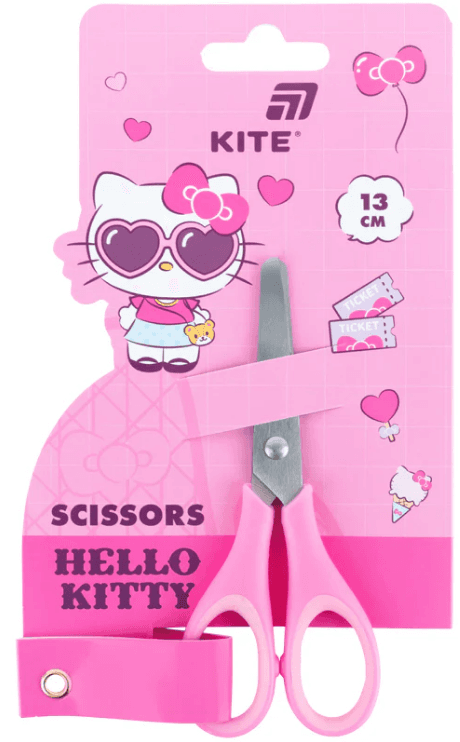 Ножиці дит. "Kite" №HK26-123 Hello Kitty 13см гумові вставки — фото товару | Канцелярський Сад