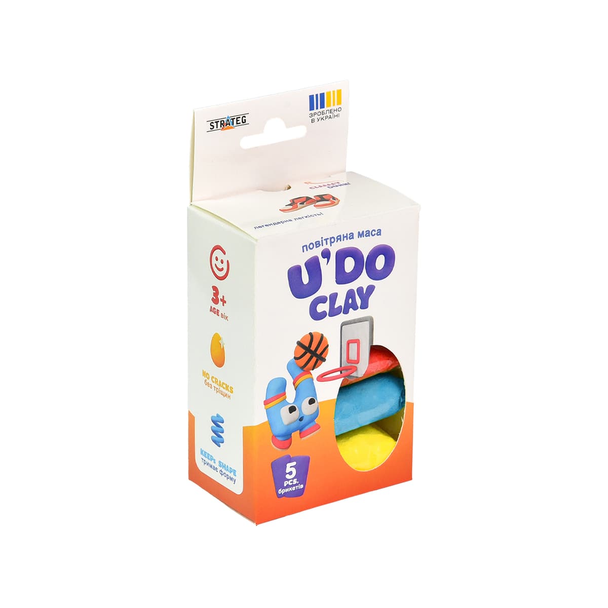 Набір для творч. "U'DO Clay" з повітряним пластиліном 5шт брикет 10 г №30843/Strateg — купити | Канцелярський Сад