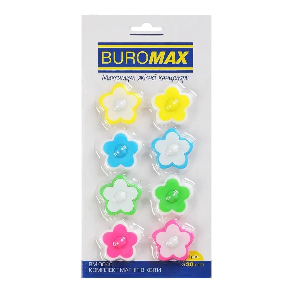 Магніти "Buromax" №BM.0046 FLOWERS 8штх30мм — купити | Канцелярський Сад