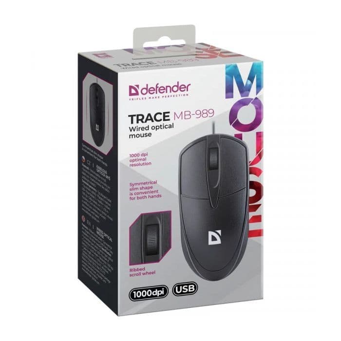Мишка Defender Trace MB-989 black №52989 — фото товару | Канцелярський Сад