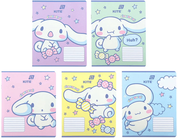 Зошит 12арк. кліт. "Kite" софт тач + УФ лак Cinnamoroll №CR26-232 — купити | Канцелярський Сад