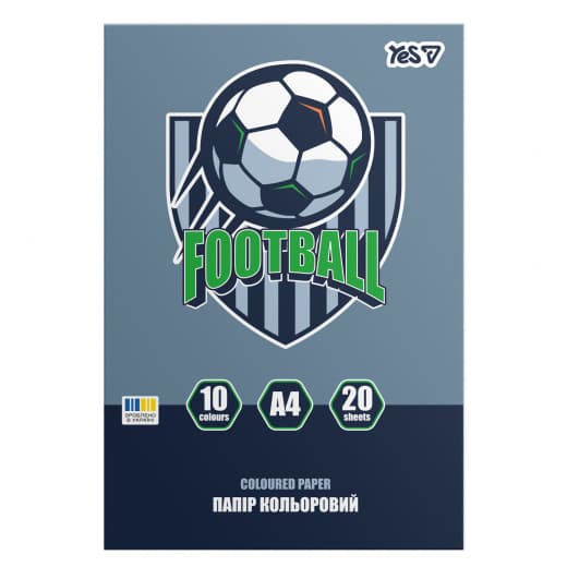 Папір кольор. А4 20арк./10кольор. Football №955496/Yes — фото товару | Канцелярський Сад