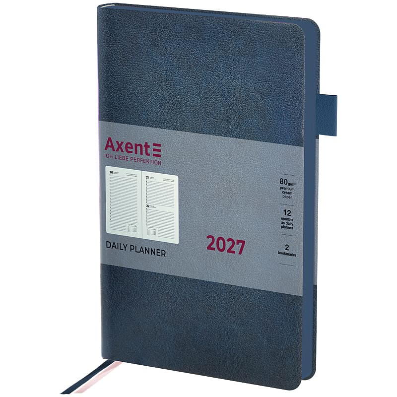 Щоден. А5 "Axent" дат2027 Partner Soft Muse темно-синій №8827-27-2-A — купити | Канцелярський Сад