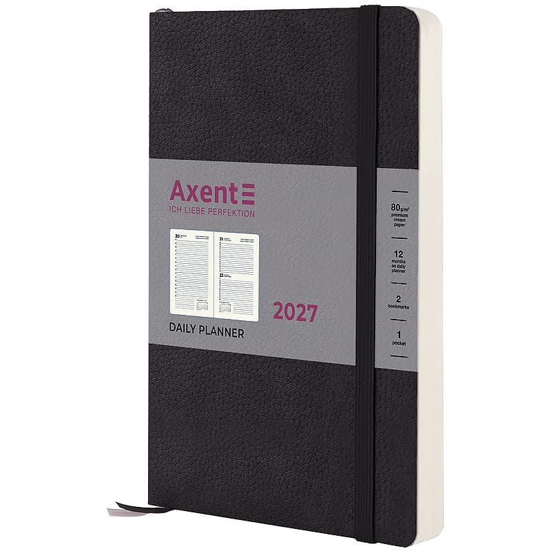 Щоден. А5 "Axent" дат2027 Partner Soft Skin чорний №8810-27-01-A — купити | Канцелярський Сад