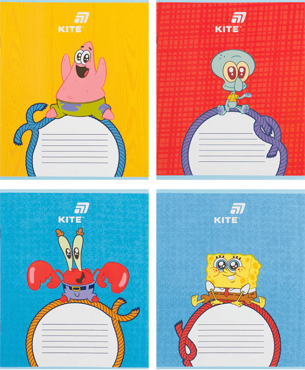 Зошит 12арк. кос. лін. "Kite" софт тач + УФ лак об'ємний Sponge Bob №SB26-235 — купити | Канцелярський Сад