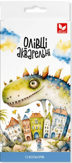 Олівці кольор. аквар. 12 кольор. "Школярик" №135SH-12 з пензликом — купити | Канцелярський Сад