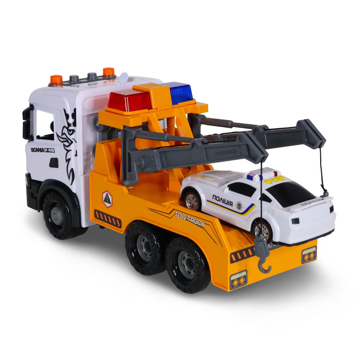 Ігровий набір"Technodriver"SCANIA Евакуатор з машиною поліції(світ.,звук)№3004KS/КіддіСвіт — фото 5