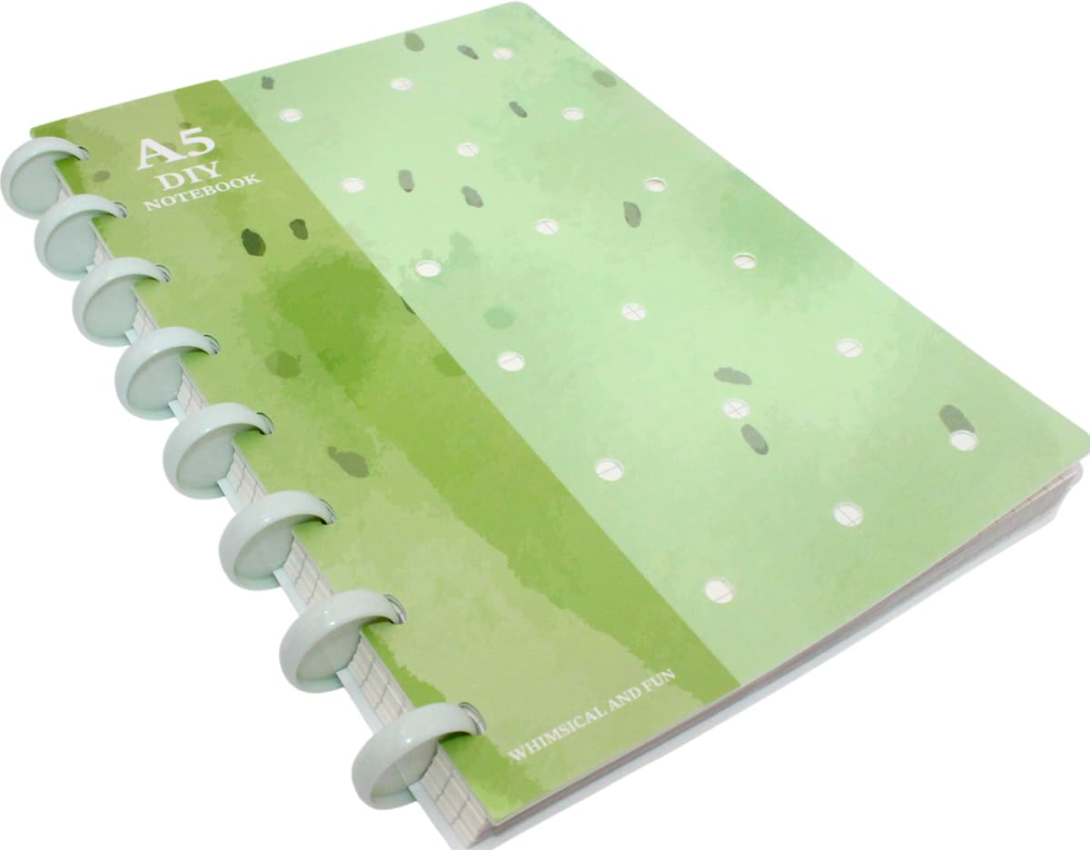 Блокнот пруж. А5 80арк. кліт. пласт. обкл. зелений "Diy Fun" 6аксес. №ZB.12201.4/Zibi — фото 4