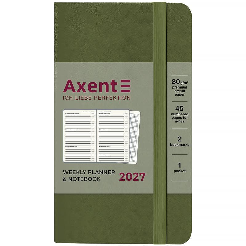 Щотижн. А6 "Axent" дат2027 Pocket Strong хакі №8508-27-65-A — купити | Канцелярський Сад