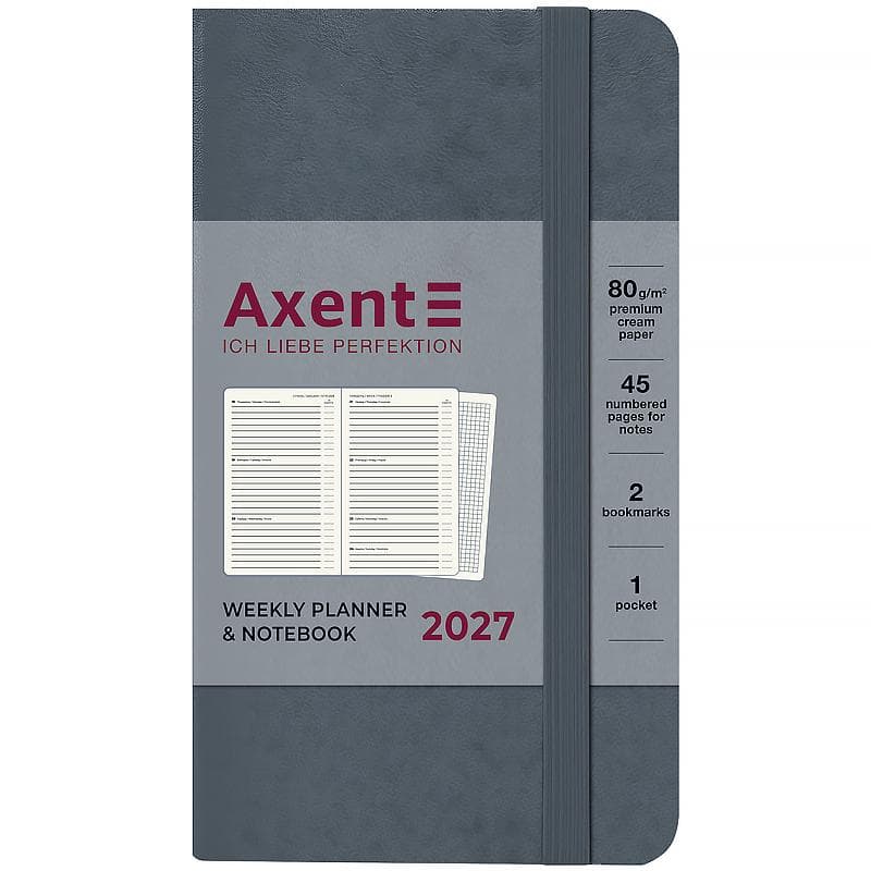 Щотижн. А6 "Axent" дат2027 Pocket Strong сірий №8508-27-62-A — купити | Канцелярський Сад