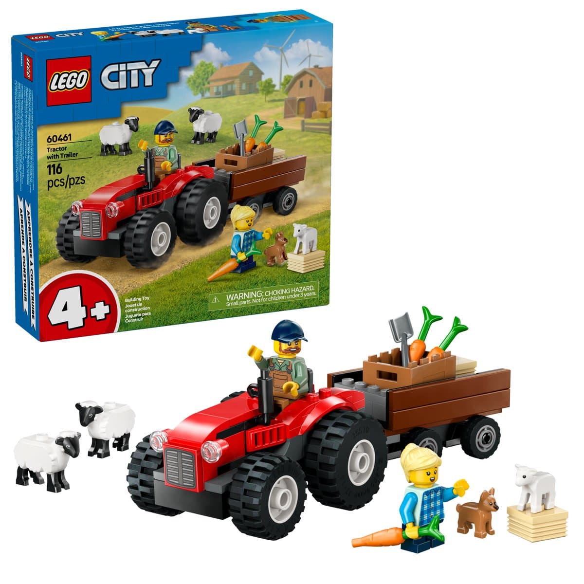 Конструктор "LEGO" City Червоний фермерський трактор із причепом і вівцями №60461 — фото 13