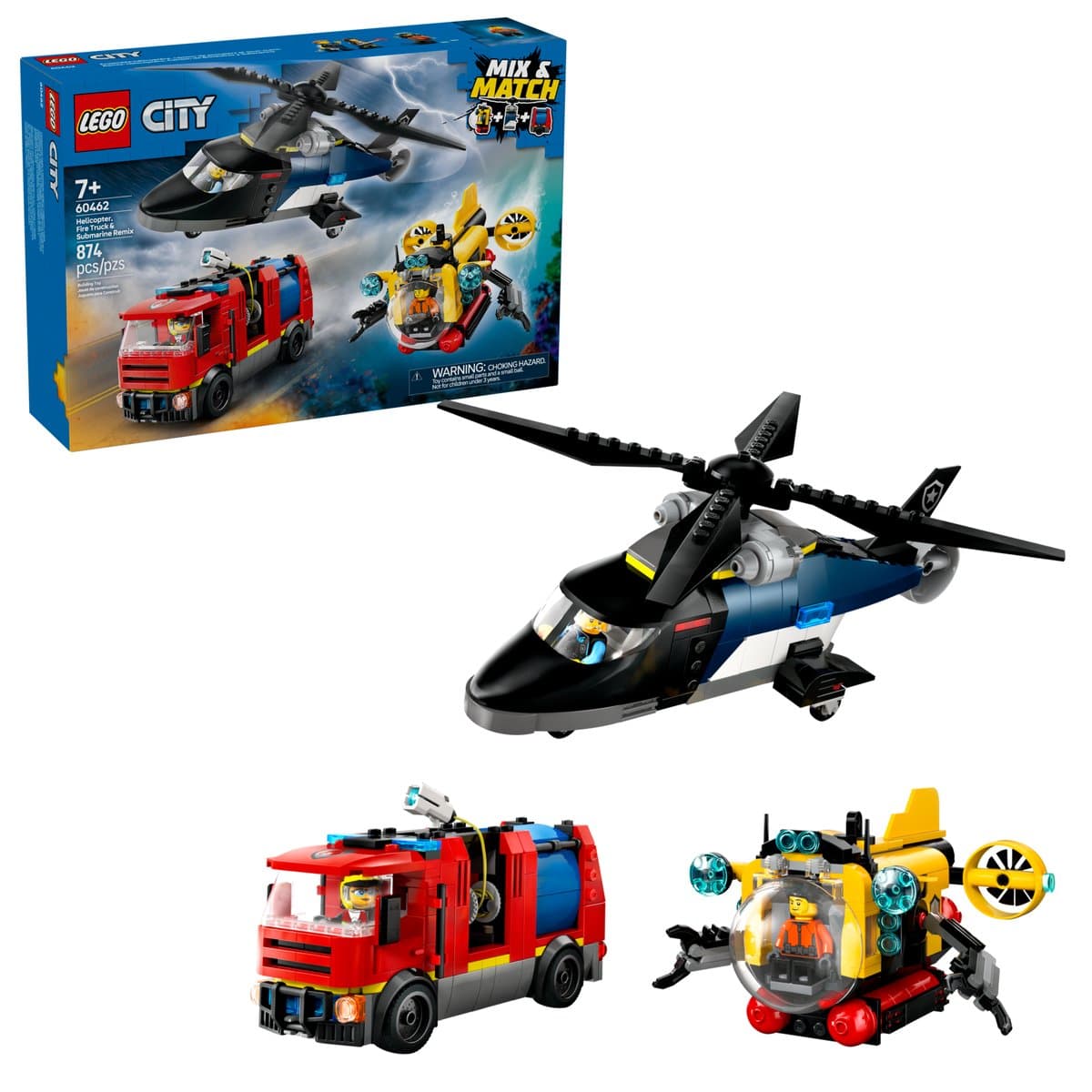 Конструктор "LEGO" City Ремікс вертольотів, пожежних машин і підводних човнів №60462 — фото 5