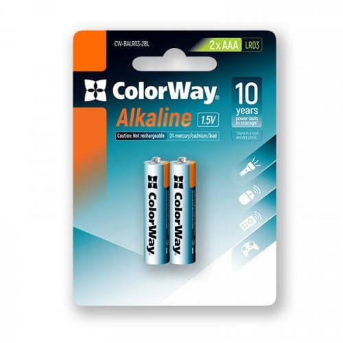 Батарейки ColorWay Alkaline Power LR-03/блістер 2шт — купити | Канцелярський Сад