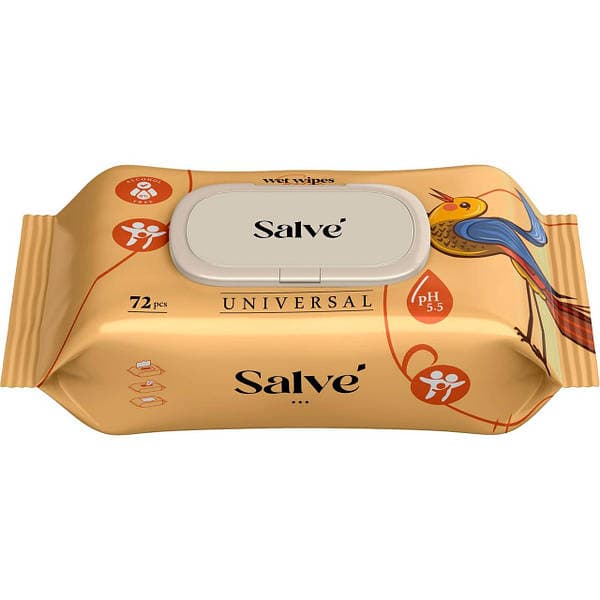 Серветки вологі "Salve" (72шт) Універсальні №0539/0428 — купити | Канцелярський Сад