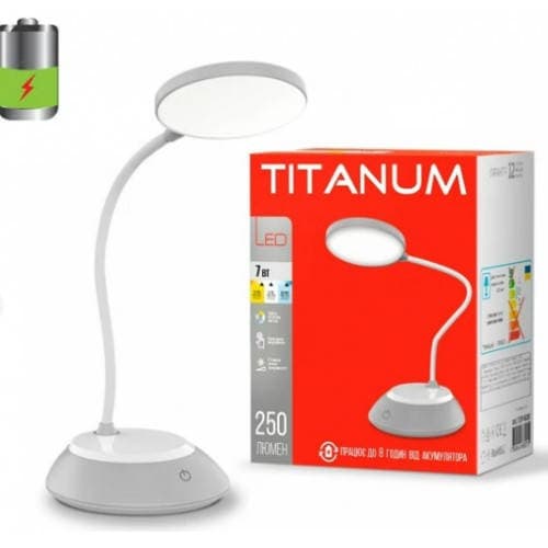 Лампа наст. LED Titanum акум. TLTF-022G 7W 2700-6000K USB grey — фото товару | Канцелярський Сад
