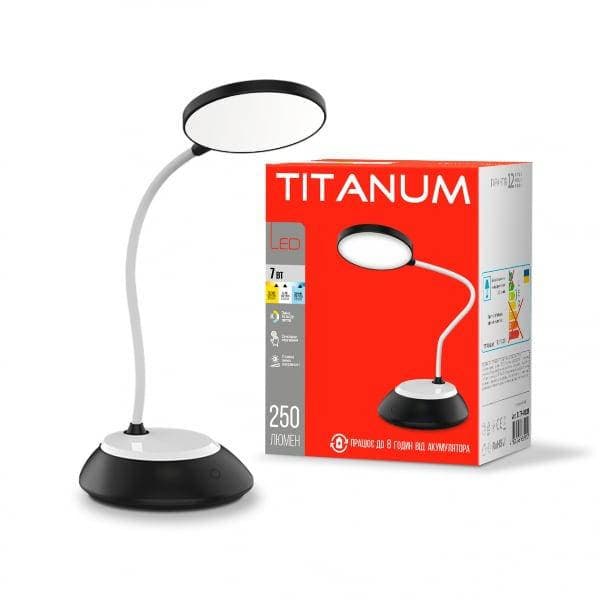 Лампа наст. LED Titanum акум. TLTF-022B 7W 3000-6500K USB black — фото товару | Канцелярський Сад